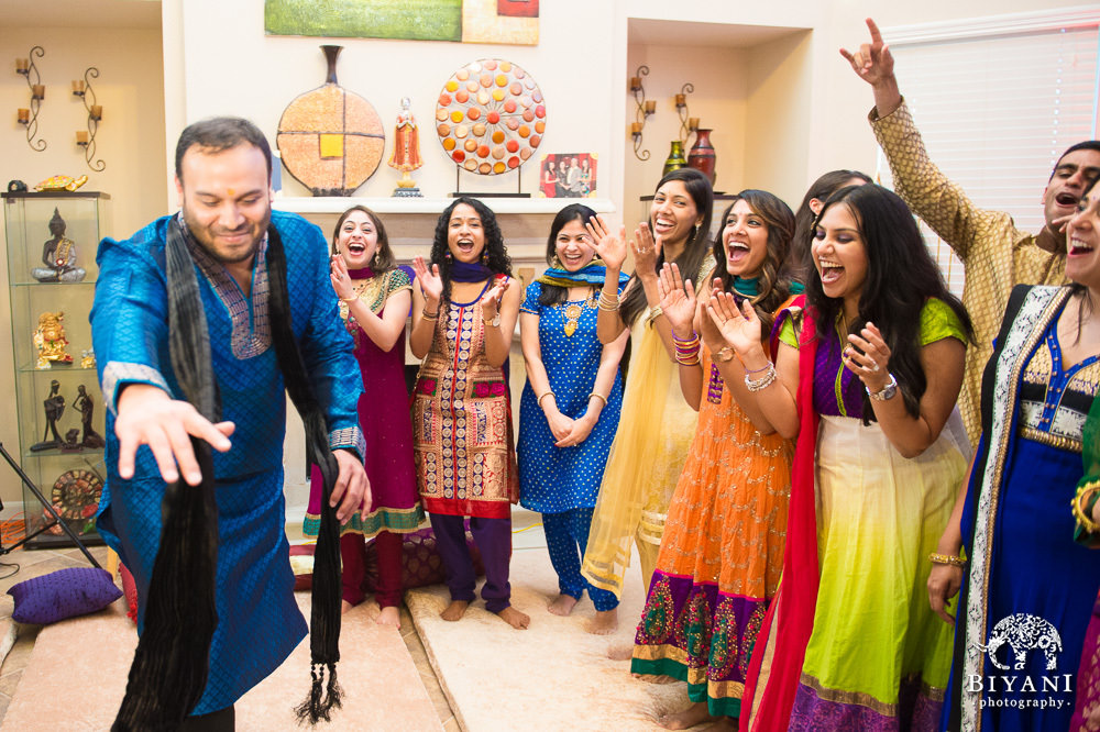 Indian Groom dancing at Mehndi ceremony
