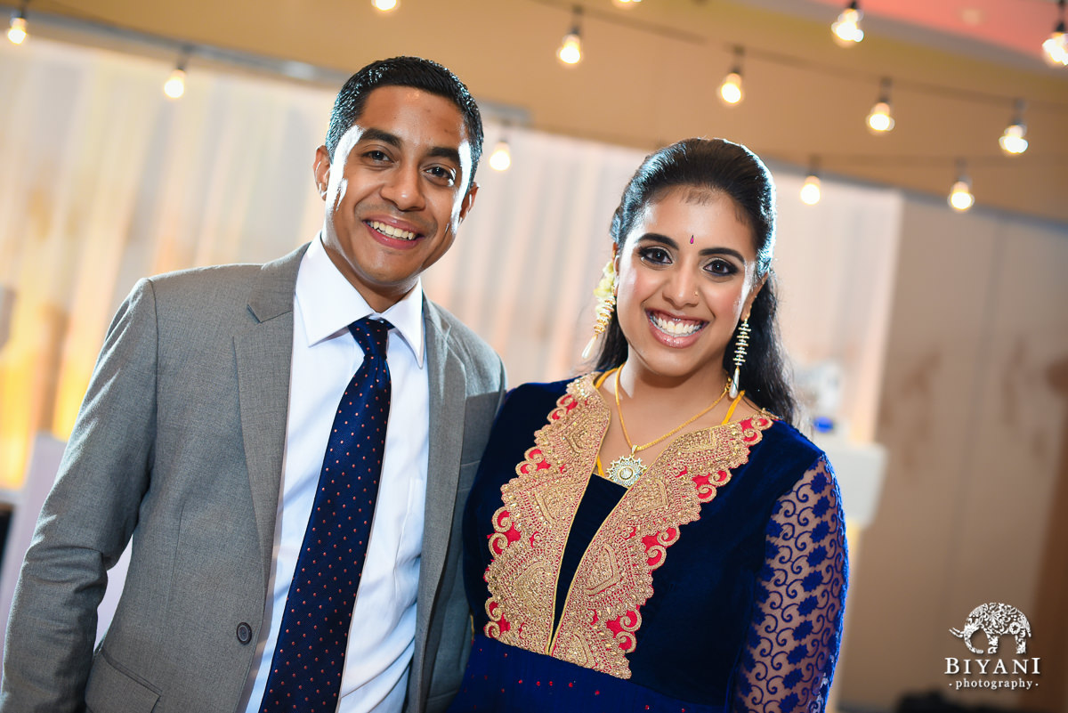 Smiling Bride and Groom during reception at stafford center houston