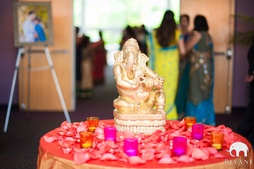 Ganesh at welcome table of the wedding ceremony hall