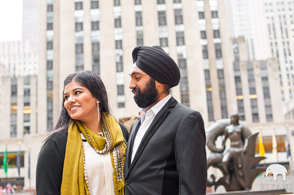 Indian Engagement outside Rockefeller Center, New York