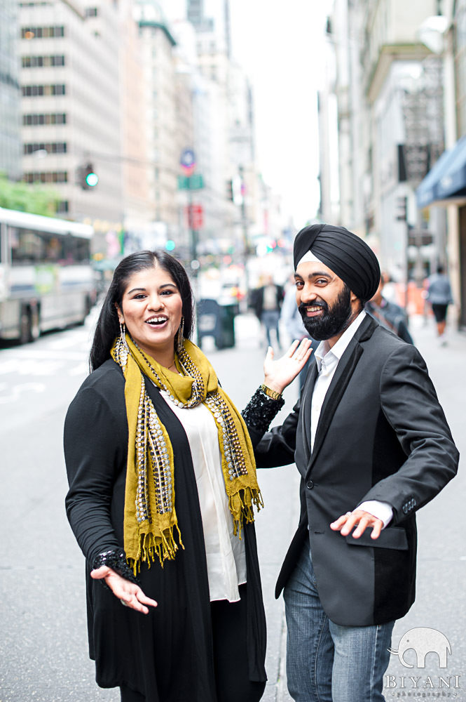 Dancing? Gliding? Candid Indian Engaged Couple photo on New York streets