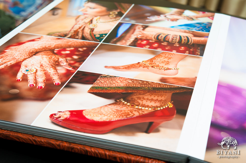 Leather Bound Indian Wedding Album with Cameo Photo