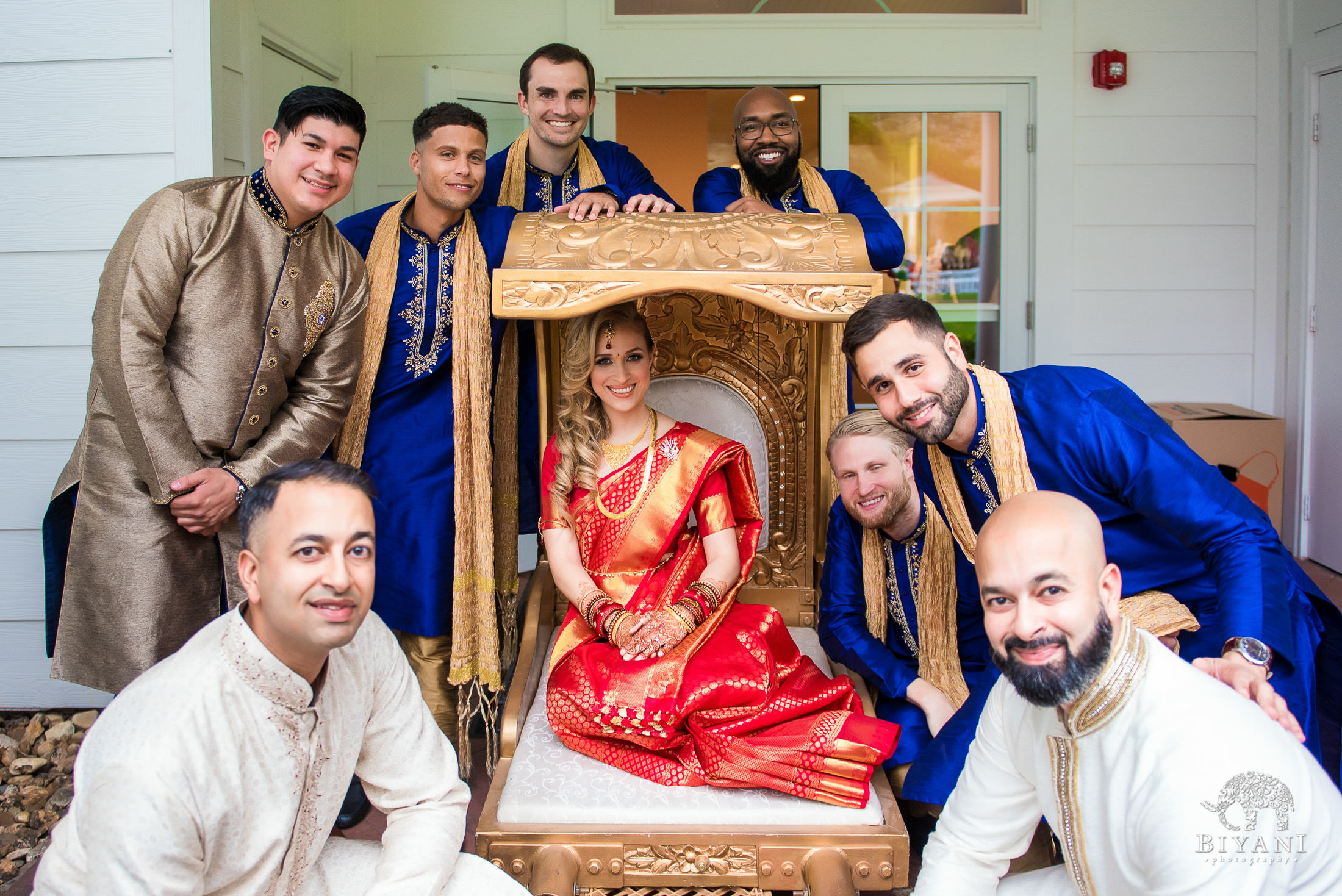 Outdoor Telugu Wedding Ceremony Bride and Groomsmen 