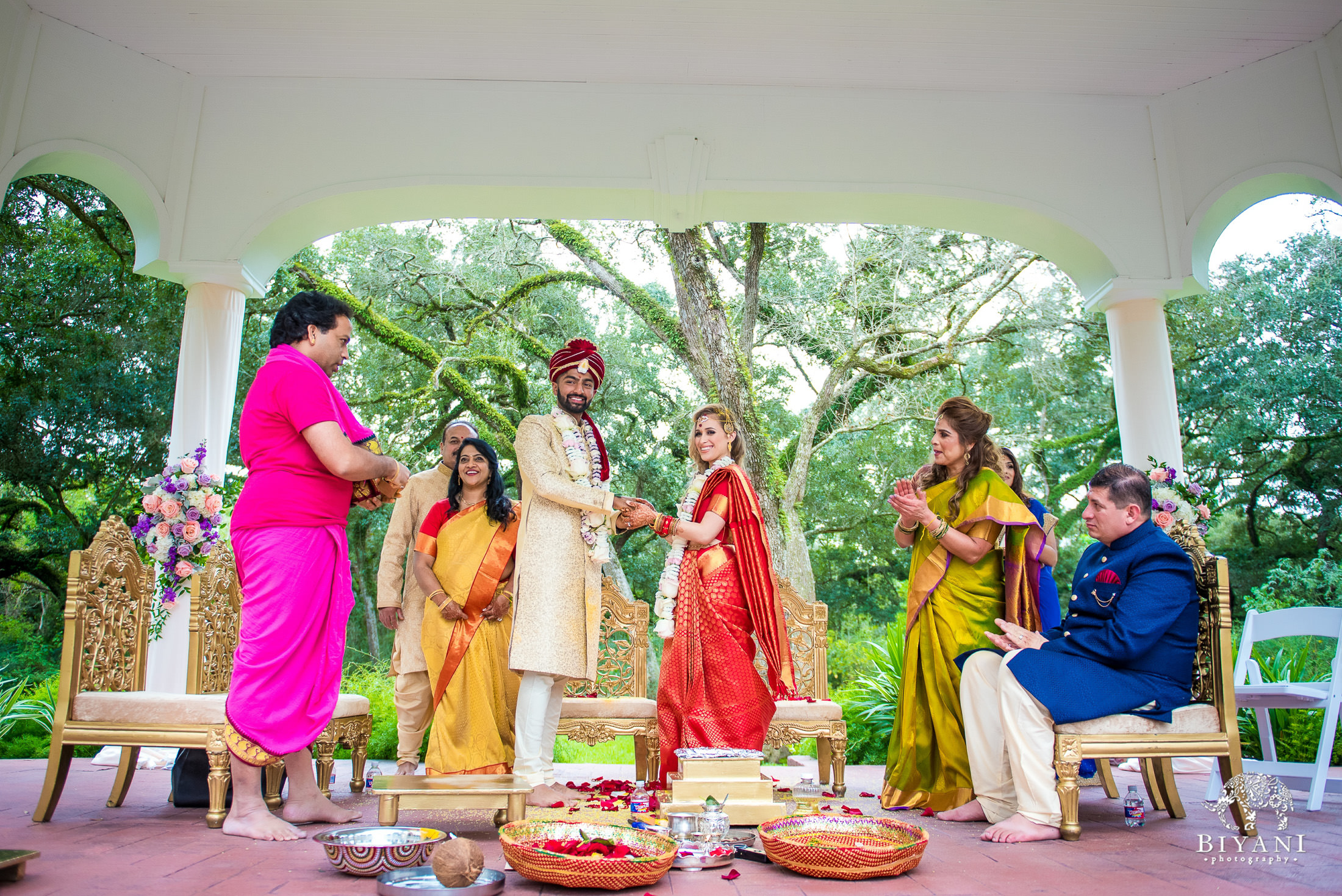 Outdoor Telugu Wedding Ceremony Bride and Groom 