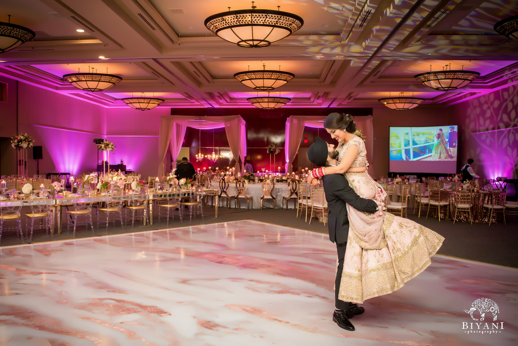 Houston Punjabi Wedding Reception Bride and Groom 