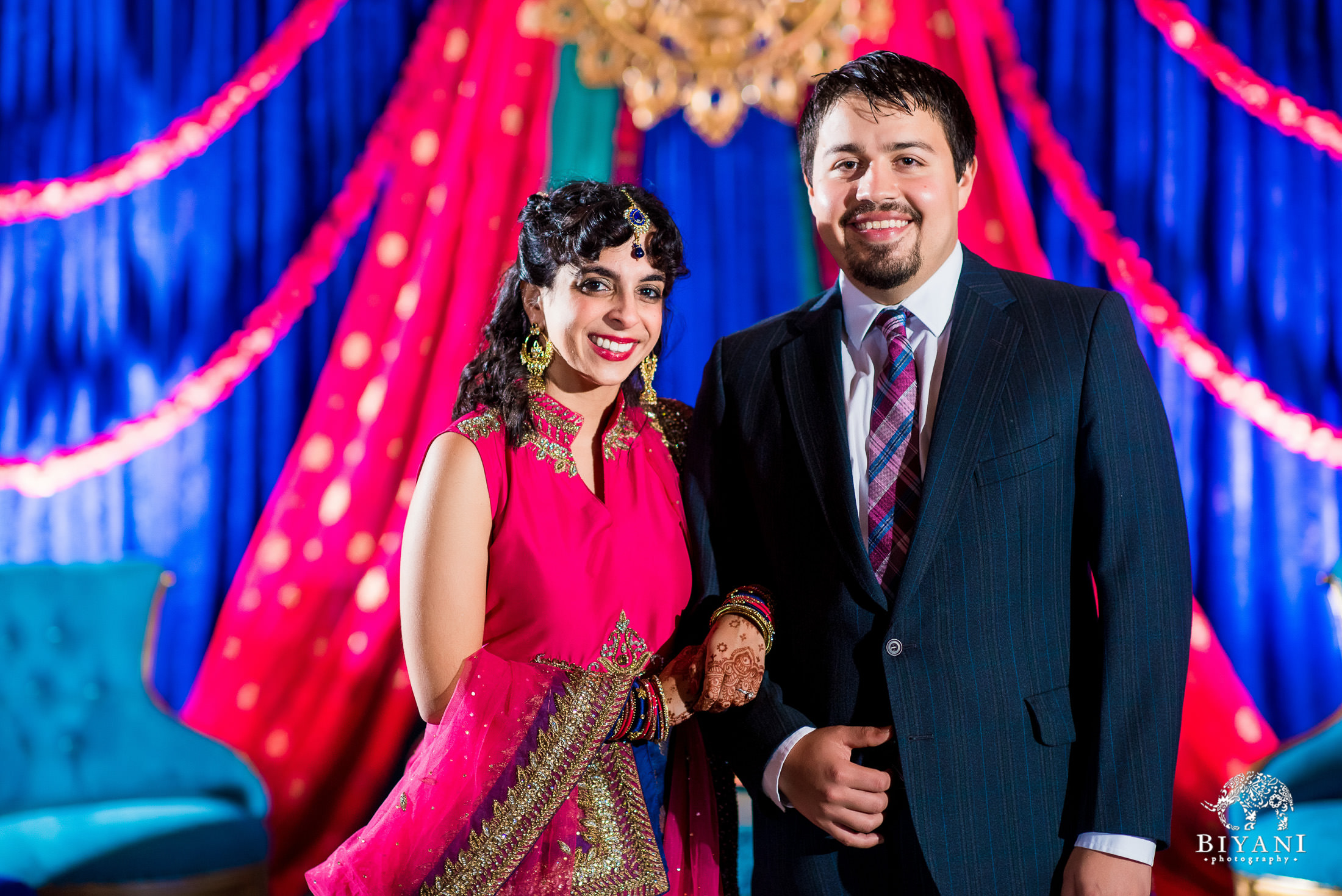 Indian Fusion Bride and Groom during their Mehendi night at an Indian Fusion Wedding in San Antonio, Tx.  