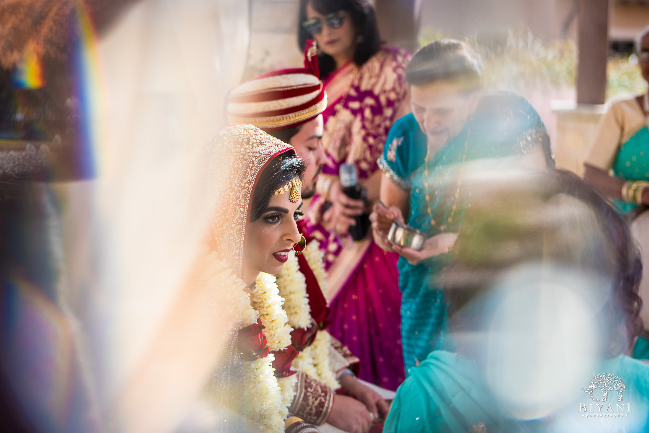 Indian bride during Indian wedding ceremony outdoors in San Antonio, Tx. 