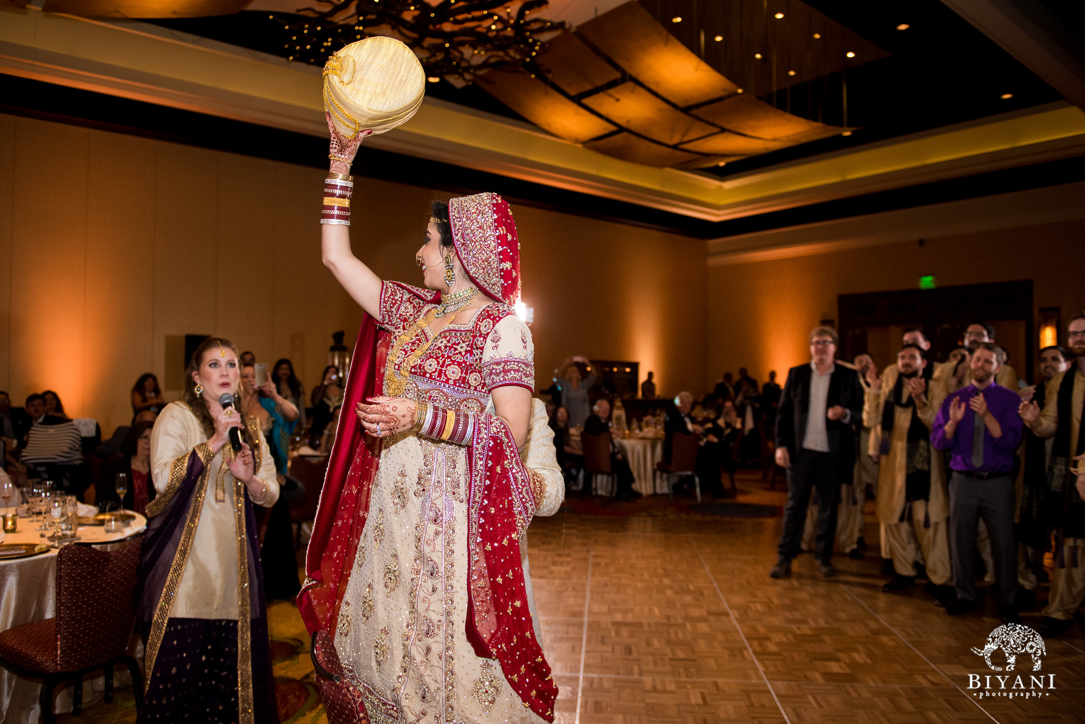 Indian Fusion Wedding Reception party games with the bride