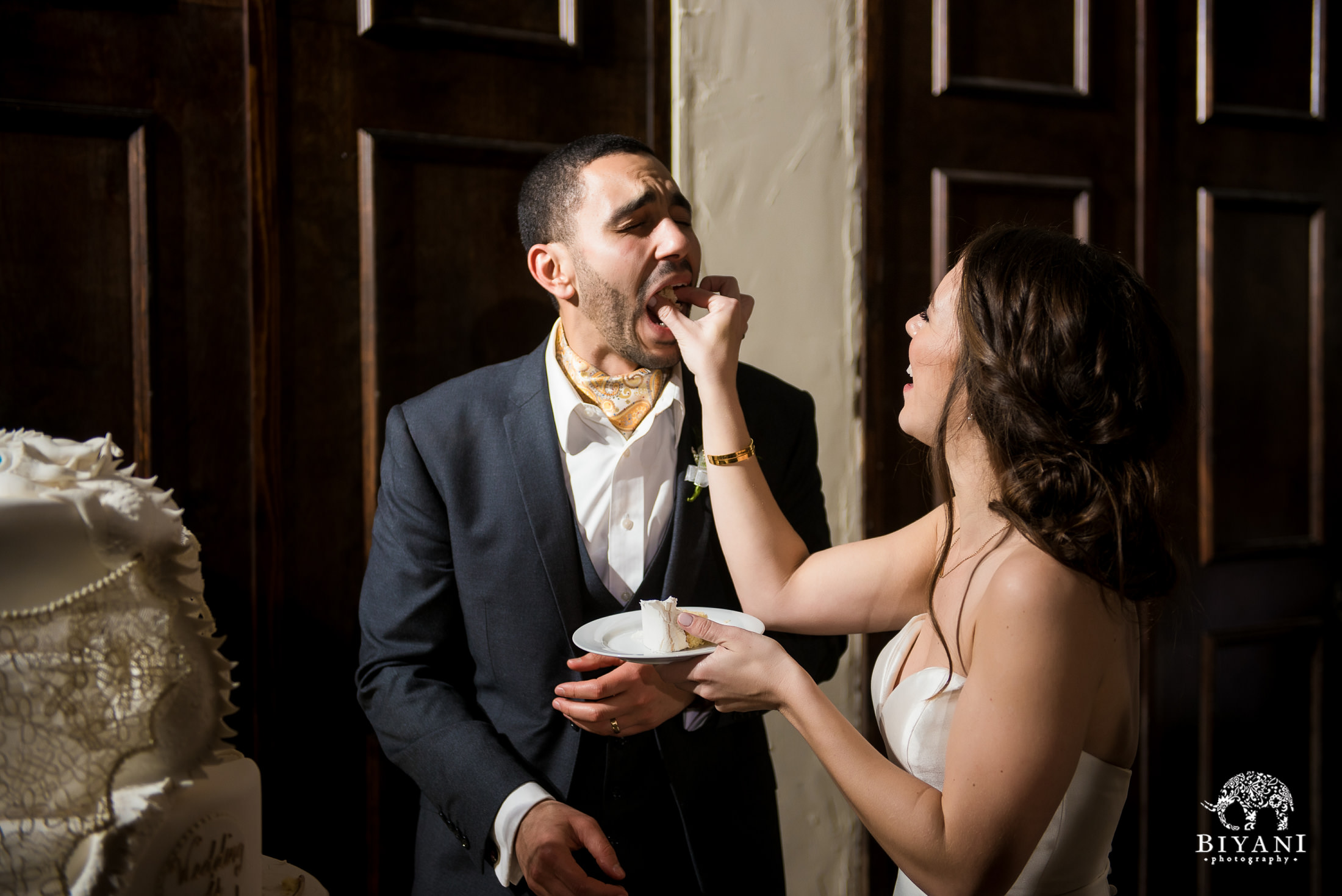 Houston Fusion Egyptian Wedding Reception Bride and Groom Cake Cutting