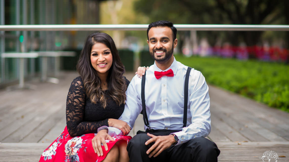 Downtown Houston Sri Lankan Engagement Photos