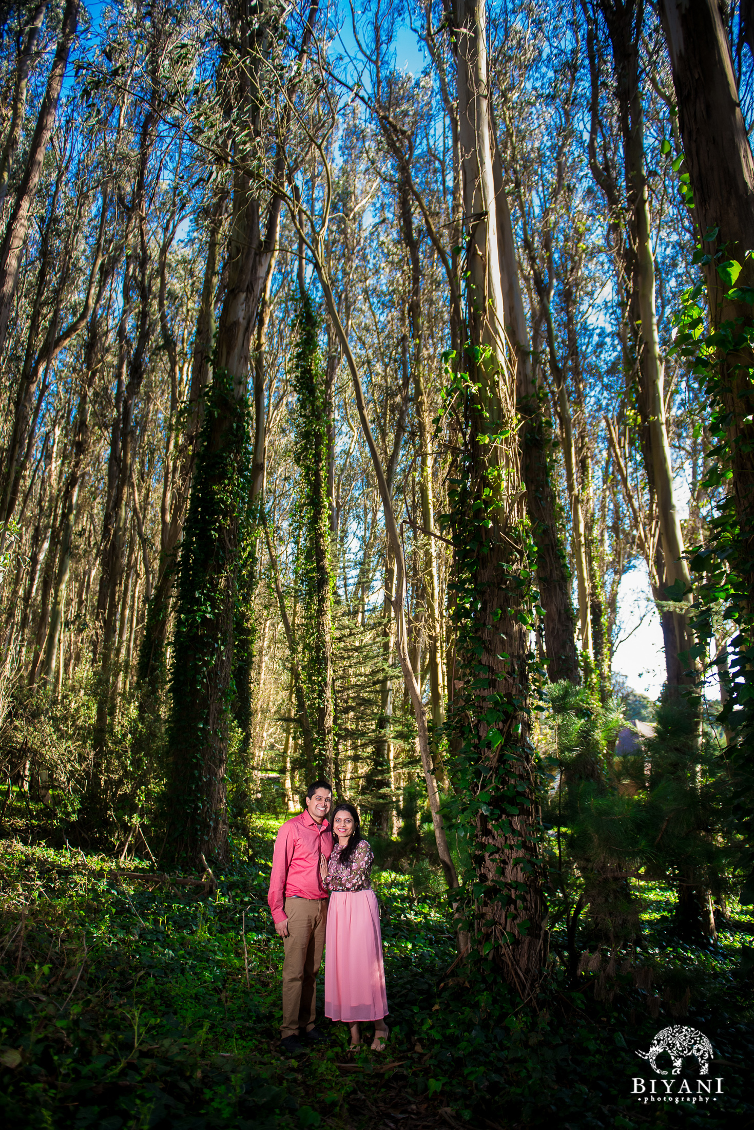 San Francisco Indian Engagement Photosin the forest during the day
